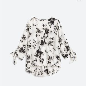 West Kei Allan Surplice Tie Sleeve High Low Blouse